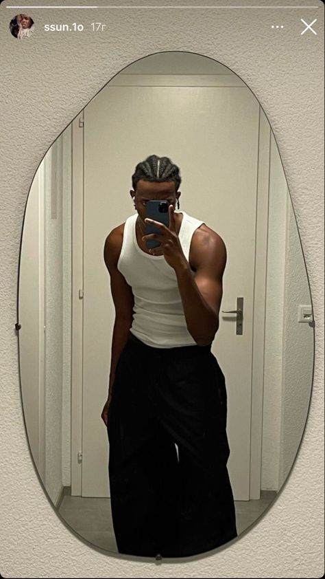 White And Black Outfits Men, Mens Mirror Selfie Poses, Men Mirror Pics, Black Guy Aesthetics, Black Men Aesthetic, Mirror Selfie Men, Mens Spring Fashion Outfits, Men Aesthetic Outfits, Mens Fashion Week Street Style