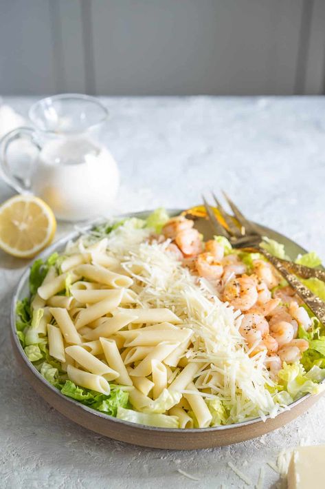 Shrimp Ceasar, Shrimp Ceasar Salad, Chicken Caesar Pasta, Homemade Caesar Salad Dressing, Shrimp Pasta Salad, Salad Spinach, Caesar Pasta Salad, Caesar Pasta, Chicken Caesar Pasta Salad