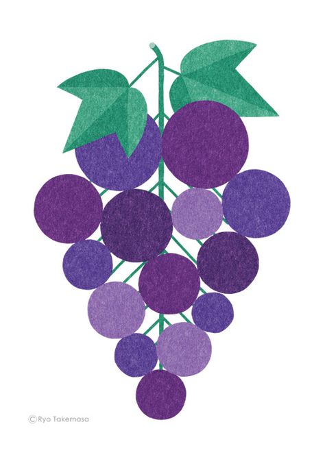 Grape Drawing, Ryo Takemasa, Fruit Logo, Fruit Illustration, Illustration Food, Purple Grapes, Fruit Design, Logo Illustration, Arte Floral