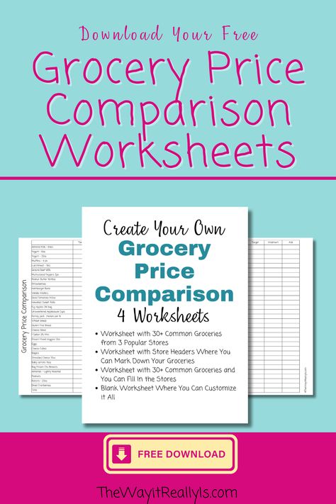 Looking to conduct your own grocery price comparison to get the lowest price on your groceries? Download our Grocery Price Comparison worksheets for FREE to get started!
Grocery Price Comparison, Target vs Walmart, Walmart vs Aldi, Aldi vs Target, Grocery Prices, Saving Money. Grocery Price Book, Grocery Price List, Target Grocery, Free Groceries, Save Money On Groceries, Price Book, Money Matters, Price Comparison, Save Your Money