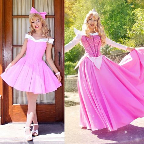 Side by side of my Aurora Dapper Day dress from yesterday and my Aurora cosplay…