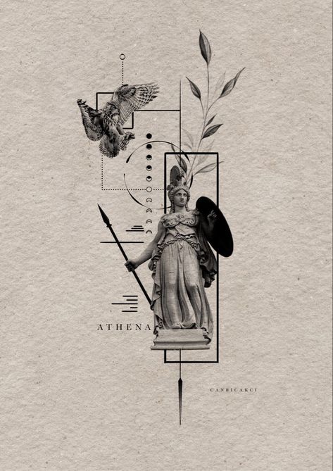 Athena Tattoo Design Athena Geometric Tattoo, Athena Back Tattoo, Athena Tattoo Ideas, Athena Statue Tattoo, Athena Sketch, Athena Tattoo Minimalist, Athena Tattoo Design Greek Mythology, Athena Tattoo Design, Micro Realism Tattoo Design