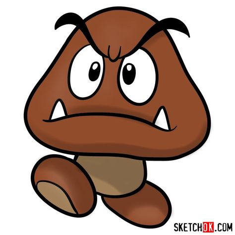 How to draw Goomba from Super Mario games Super Mario Clipart, Goomba Drawing, Mario Villains, Super Mario Room, Mario Kart Characters, Mario E Luigi, Super Mario Bros Party, Super Mario Games, Mario Bros Birthday