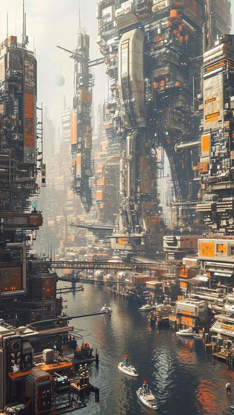 Future City Art, Futuristic City Aesthetic, Sci Fi Environment Concept Art, Recreate Famous Paintings, Futuristic City Utopia, Attractive Things, Apocalypse Landscape, Dystopian Art, Future Aesthetic