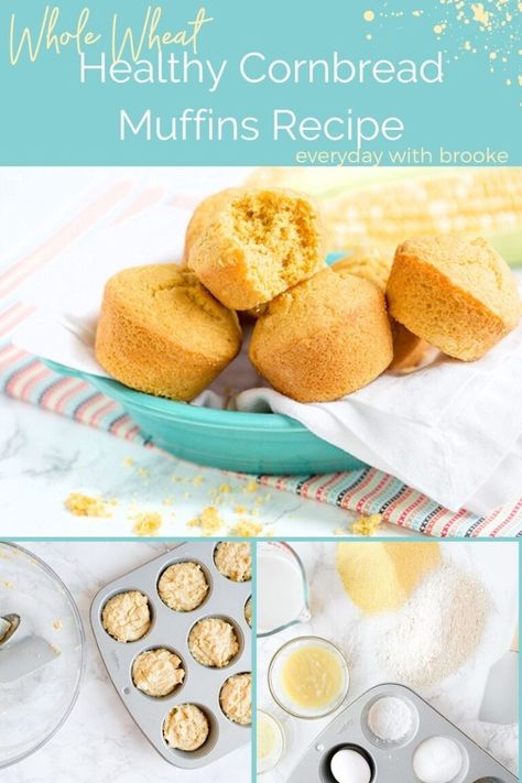 Healthy Cornbread muffins using whole wheat flour, cornmeal, almond milk are the perfect addition to any meal! Make this easy recipe today! Healthy Cornbread Muffins, Cornbread Muffin Recipe, Vegan Cornbread Muffins, Cincinnati Chili Recipe, Healthy Cornbread, Cornbread Muffin, Cornbread Muffins Recipe, Homegrown Food, Cabbage Soup Recipes