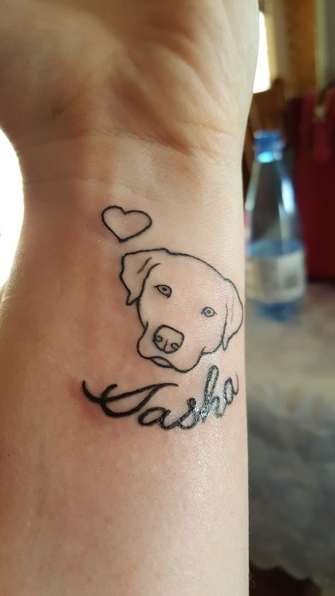 My Labrador recently passed away, so I had the artist trace around the photo of her face. Hope it gives you a nice idea for a memorial tattoo. Black Lab Memorial Tattoo, Animal Remembrance Tattoo, Yellow Lab Tattoo, Nugget Tattoo, Labrador Tattoo Ideas, Shadows Tattoo, Lab Tattoo, Lost Tattoo, Fall Tattoo