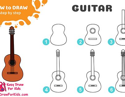 How To Draw Electric Guitar, How To Draw Someone Playing Guitar, How To Draw A Guitar, How To Draw A Guitar Easy, Guitar Drawing Step By Step, How To Draw A Guitar Step By Step, Simple Guitar Drawing, Draw Guitar Easy, Guitar Drawing Easy