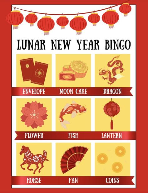 Chinese New Year Games, New Year Bingo, New Year Games, Fish Lanterns, Bingo Sets, Unique Playing Cards, New Year's Games, Classroom Board, Chinese Lanterns