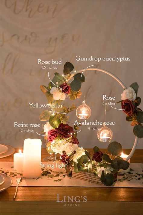 Table Centrepieces For Party, Creative Wedding Centerpieces Diy, Cheap Centerpiece Ideas Wedding, Hoop Floral Centerpieces, Circle Centerpieces Wedding, Diy Wedding Centerpieces On A Budget, Non Flower Centerpieces Wedding, Flower Centerpieces For Party, Easy Centerpieces For Party