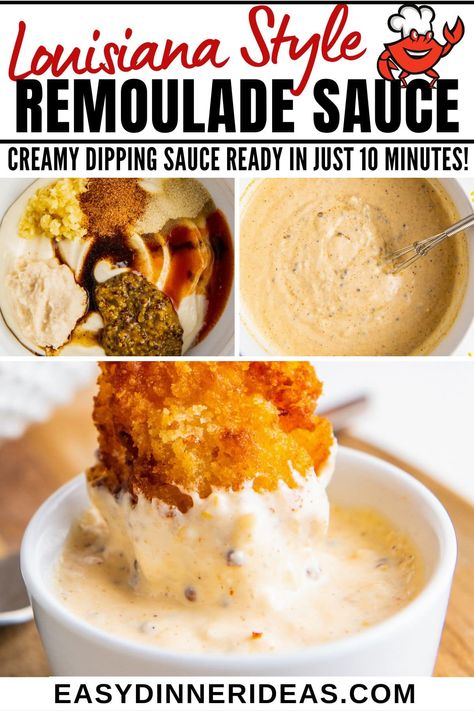 This homemade remoulade sauce recipe is a Louisiana style sauce perfect for dipping all your favorite fried foods in. Using kitchen staple ingredients, this easy cajun sauce only takes 10 minutes to whip together! Remoulade Sauce Recipe Easy, Remoulade Sauce Easy, Papadeaux Recipes, Remoulade Sauce Recipe, Creamy Cajun Sauce, Seafood Dipping Sauce, Grilled Okra, Veggie Pasta Recipes, Creamy Dipping Sauce