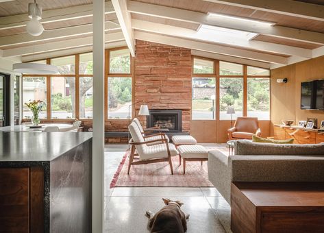 A Forgotten Dark and Claustrophobic Colorado MidCentury gets a Light and Open Update - Mid Century Home 1960s Living Room, Midcentury Architecture, Midcentury House, Littleton Colorado, Mid Century Modern Interior Design, Mcm House, Golden Valley, Mid Century Home, Home Exterior Makeover