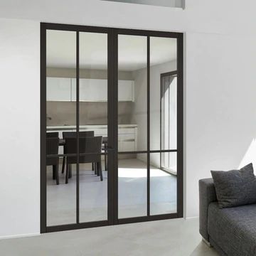 Industrial & Loft Style Double Doors Lounge Doors, House Without Windows, Double Pocket Door, Crittal Doors, Double Pocket Doors, Internal Glass Doors, Double Doors Interior, Flush Doors, Glass Doors Interior