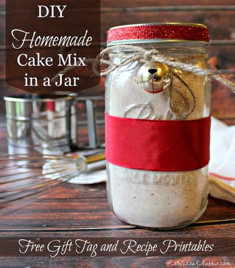 How to Make Homemade Cake Mix From Scratch - This easy chocolate homemade cake mix recipe tastes better than the boxed counter part, doesn’t contain any questionable GMO ingredients, makes a nice gift in a jar, and free printable tags are included! #giftsinajar #cakemix #homemadecakemix Cake In A Jar Recipe How To Make, Homemade Cake Mix Recipes, Cake Mix In A Jar Recipe, Cake Mix In A Jar, Melissa Norris, Recipes In A Jar, Melissa K Norris, Jar Mixes, Homemade Cake Mixes