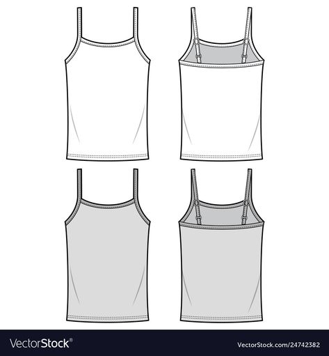 Tank Top Technical Drawing, Tank Top Flat Sketch, Tank Top Sketch, Zulily Women Tops, Sewing Womens Tops, Black Net Top, Flat Sketch Template, Women Top Sewing Pattern, Women Tops Design