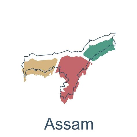 Map of Assam colorful illustration design, element graphic illustration template Assam Illustration, Assam Map, Assam Aesthetic, Digital Invitations Wedding, Illustration Template, Map Outline, India Map, Northeast India, Colorful Illustration