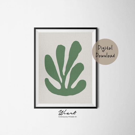 Matisse Leaf Print, Green Print, Matisse Cut Out, Mid Century Wall Art, Downloadable Print, Modern Botanical Print, Matisse Art Print  PRINT IT AND FRAME IT YOURSELF! THIS IS AN INSTANT DOWNLOAD FILE. NO PHYSICAL PRODUCT WILL BE SENT.  HOW IT WORKS IN 2 STEPS:  ○ After checkout you will be directed Matisse Leaf, Matisse Art Print, Mid Century Wall Art, Beige Art, Modern Botanical, Minimalist Art Print, Matisse Art, Mid Century Wall, Botanical Poster