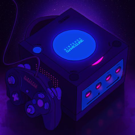 Purple Games, Gamecube Controller, Custom Consoles, Blue Game, Retro Gaming Art, Iconic Wallpaper, Neon Aesthetic, Cool Wallpapers Cartoon, Retro Video Games