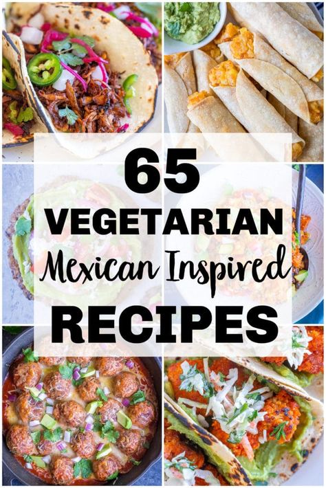 65 Vegetarian Mexican Inspired Recipes! I've rounded up all my favorite Mexican recipes I have on the blog to give you tons of delicious inspiration! #mexicanfood #vegetarian #easyrecipes #mexicanvegetarian Vegetarian Fajitas, Vegetarian Mexican Recipes, Dump Recipes, Vegetarian Stuffed Peppers, Dairy Free Pasta, Sweet Potato Tacos, Vegetarian Mexican, Pizza Recipes Easy, Healthy Tacos