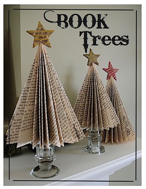 diy christmas decorations Book Trees, Jul Diy, Book Christmas Tree, Tree Tutorial, Book Tree, Book Page Crafts, Folded Paper, Fun Christmas Decorations, Paper Christmas