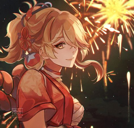 Mizu 2.0 @P3/P5/Genshin ( 'ω' ) on Twitter: "HAPPY BIRTHDAY TO THIS SUNSHINE!! 🎇 #宵宮生誕祭2022 #Genshinlmpact�… " Best Build, Love Me Forever, Support Artists, Community Art, Artifacts, Genshin Impact, Fireworks, Cute Art, Profile Picture