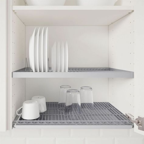 Ikea-dish-drying-cabinet Cabinet Plate Rack, Ikea Utrusta, Kitchen Cabinets Storage Organizers, Kitchen Shelves Organization, Kabinet Dapur, Painted Drawers, Dish Drainers, Dining Furniture Sets, Design Line