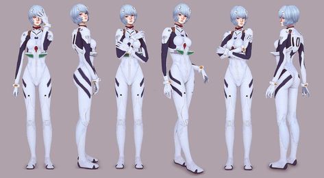 Rei Ayanami Sims 4 Cc, Evangelion Plugsuit, Cc Clothing, Sims Packs, Sims 4 Anime, Shirt Dress Outfit, Sims 4 Cc Packs, Rei Ayanami, Sims 4 Collections