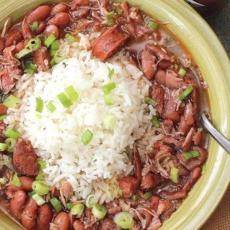 New Orleans Red Beans and Rice - How To Feed A Loon Authentic Red Beans And Rice, New Orleans Red Beans, Slow Roasted Pork Shoulder, New Orleans Recipes, Cajun Dishes, Red Beans And Rice, Beans And Rice, Ethnic Food, Smoked Ham