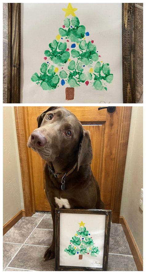 Dog Paw Christmas Tree, Christmas Tree Paw Prints, Christmas Dog Art Diy, Dog Paw Print Craft Holidays, Puppy Paw Print Art Diy, Christmas Dog Paw Print, Dog Crafts For Dogs, Dog Daycare Christmas Gifts, Diy Pet Paw Print