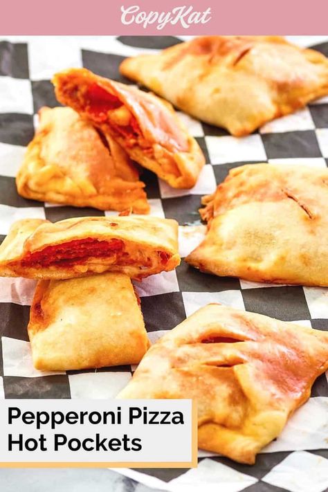 Homemade Pepperoni Hot Pockets are so much better than store-bought. Get the easy recipe and learn how to make pepperoni hot pockets with pizza dough. Just a few simple ingredients needed for the best pepperoni pizza hot pockets baked in the oven. No preservatives or mystery ingredients! Great for lunch or dinner. #pepperoni #hotpockets #lunchideas Make With Pizza Dough, Pizza Hot Pockets, Easy Pepperoni Pizza, How To Make Pepperoni, Hot Pocket Recipes, Homemade Hot Pockets, Homemade Pepperoni, Field Meals, Pockets Recipe