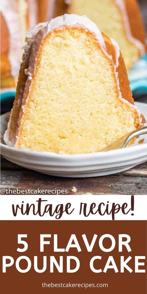 Best Pound Cake Recipe Ever, Flavored Pound Cake, 5 Flavor Pound Cake, Five Flavor Pound Cake, Best Pound Cake Recipe, Pound Cake Recipes Easy, Powdered Sugar Glaze, Birthday Cake Decorating Ideas, Sour Cream Pound Cake