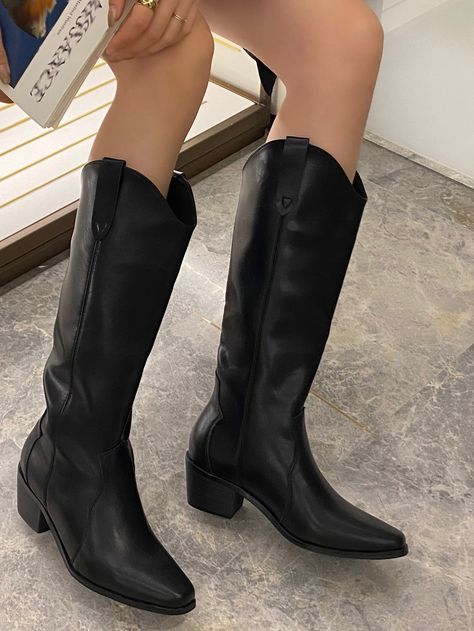 Cowboy Boots Black Women, The Edens Series, Knee High Boots Low Heel, Indigo Ridge, Devney Perry, Cowgirl Aesthetic, Winter Attire, Autumn Fits, Leather Western Boots