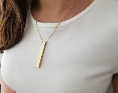 18th Birthday Presents, Custom Bar Necklace, Rose Gold Gifts, Birthday Necklace Gift, Presents For Best Friends, Name Necklaces, Bar Necklace Personalized, Gold Bar Necklace, Birthday Gifts For Best Friend