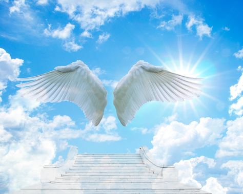 Heaven Background, Diy Bild, Wings Diy, Stairs To Heaven, Angel Wings Design, Archangel Gabriel, Wings Design, Create Digital Product, Artwork Images