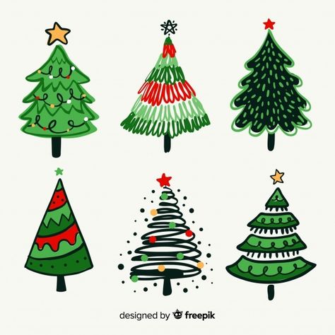 Christmas trees set Free Vector | Free Vector #Freepik #freevector #christmas #christmas-tree #tree #merry-christmas Christmas Tree Illustration, Xmas Vibes, Tree Doodle, Christmas Tree Collection, Minimalist Christmas Tree, Christmas Tree Clipart, Christmas Tree Art, Christmas Card Art, Christmas Tree Set