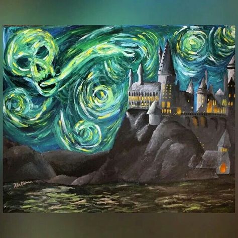 Starry night harry potter Hogwarts Starry Night, Scorpius And Rose, Art Harry Potter, Harry Potter Decor, Arte Van Gogh, Hogwarts Castle, Potter Art, Harry Potter Gifts, Harry Potter Love