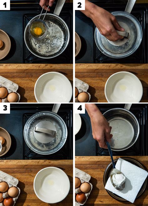 The Secret To Poaching ~*Perfect*~ Eggs Every Single Time Delish Easy Poached Eggs, Poached Egg Recipe, How To Make A Poached Egg, Perfect Poached Eggs, Runny Eggs, Perfect Roast Chicken, Perfect Eggs, Fine Mesh Strainer, Cracked Egg