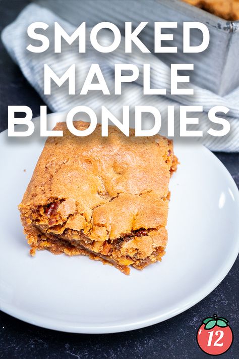 Made with browned butter, brown sugar, and maple syrup Smoked Maple Blondies are already off to a good end to any meal! Maple Blondies, Blondie Dessert, Baking List, Holiday Cookie Exchange, Cereal Treats, Browned Butter, Candied Pecans, Holiday Cookie, Seasonal Food