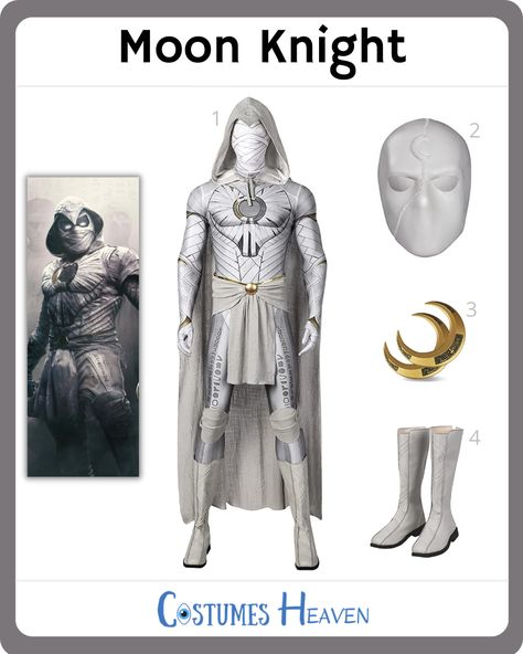 Create your own Moon Knight costume with a gothic touch for your next cosplay event. #moonknightcostume#moonknight#costumesheaven#costumeguide#cosplayguide#costume#cosplay Moon Knight Cosplay, Moon Knight Costume, Marvel Costumes, Knight Costume, Cape Pattern, Goth Aesthetic, Moon Knight, Costume Cosplay, Marvel Fan