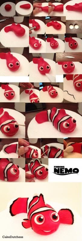 Kue Fondant, Nemo Cake, Fondant Animals, Fondant Tutorial, Fondant Decorations, Fondant Flowers, Fondant Cupcakes, Fondant Toppers, Fondant Figures