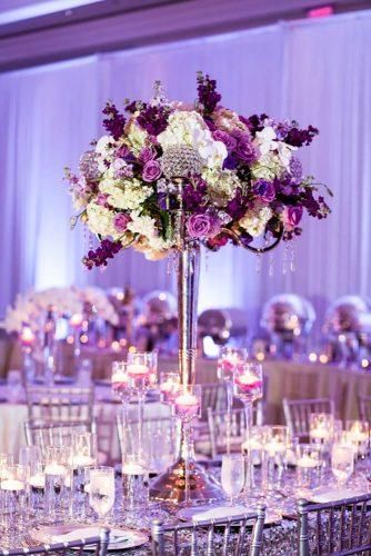 Lavender Wedding Decor Ideas Youll Totally Love ★ lavender wedding decor ideas tall centerpiece Kimberly Photography Textured Lighting, Purple Indian Wedding, Lavender Wedding Decorations, Reception Designs, Purple Reception, Purple Wedding Centerpieces, Wedding Decorator, Reception Stage, Tall Centerpiece