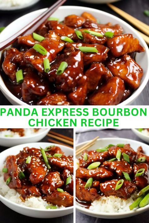 Learn how to make your own delicious Panda Express Bourbon Chicken at home with this easy recipe. Perfect for a quick and tasty dinner! Best Bourbon Chicken Recipe, Easy Chinese Chicken Recipes, Burbon Chicken, Panda Express Mushroom Chicken, Panda Express Recipes, Bourbon Chicken Crockpot, Nutritional Recipes, Glazed Vegetables, Bourbon Chicken Recipe