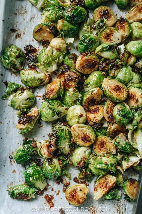 The Brussels sprouts are roasted in the oven until golden and crispy and served with a sweet and sour plum sauce. The dish is so flavorful that it totally stands on its own as a main dish. {Gluten-Free adaptable, Vegan} Ways To Cook Tofu, Sour Plum, Sweet And Sour Sauces, Asian Dinner Recipes, Plum Sauce, Veggie Tales, Curry Spices, Easy Chinese Recipes, Restaurant Dishes