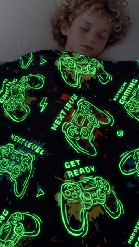 Cozy up with the ultimate gaming companion! This soft, fuzzy, and glow-in-the-dark blanket keeps you warm and lit while taking on your favorite games. Fuzzy Blanket, Blanket Soft, Boys Room Decor, Gamer Gifts, Couch Sofa, Sofa Bedroom, Boys Room, Glow Up?, Gifts For Men