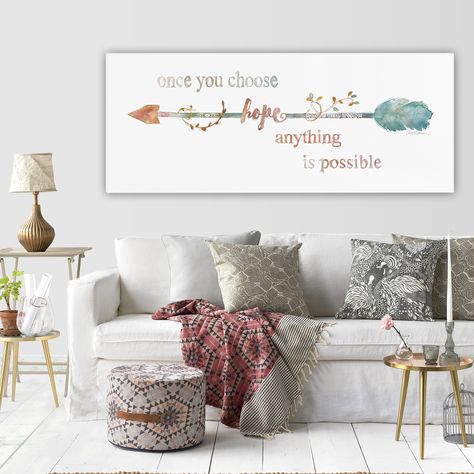 Wexford Home 'Arrow of Hope' 3 Sizes Available Premium Gallery Wrapped Canvas (8x20), White Panoramic Art, Above Couch, Fa Fal, House Decorations, Canvas Art Wall Decor, Wall Art Pictures, New Wall, Wall Art Living Room, Living Room Art