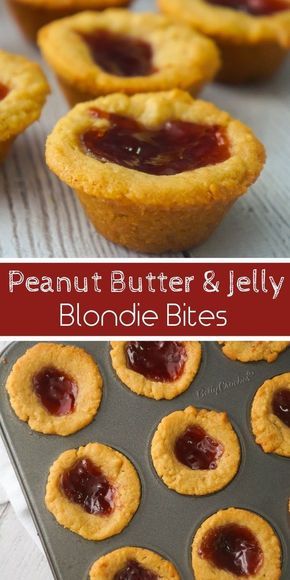 Blondie Bites, Peanut Butter And Jelly Muffins, Peanut Butter Jelly Recipes, Blondies Brownies, Muffin Bites, Desserts Mini, Peanut Butter Blondies, Autumn Treats, Tin Recipes