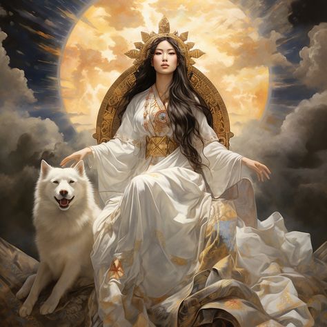 Amaterasu — The Paganista Japanese Sun Goddess, Goddess Amaterasu, Ise Grand Shrine, Rice Cultivation, Heavenly Realm, The White Wolf, Japanese Goddess, Japanese Sun, Goddess Quotes