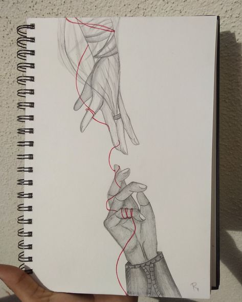 The Red String Of Fate, String Of Fate, Red String Of Fate, Pencil Sketch Images, Character Artist, Cool Pencil Drawings, Meaningful Drawings, Drawing Sketchbook, Art Journal Therapy