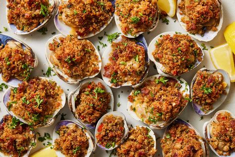 Clams Casino Recipe Nyt Recipes, Vegetable Ideas, Clams Casino, Fish Monger, Funky Fish, Chopped Cheese, Italian Party, Recipes Savory, Vegetarian Comfort Food