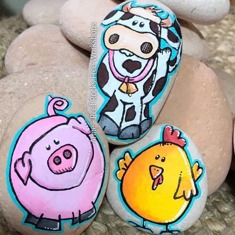 Rock Painting Tutorials, Paint Stone, Rocks For Garden, Happy Rock, Rock Painting Tutorial, Stones Art, Painted Rocks Kids, Animal Doodles, Painted Rocks Craft