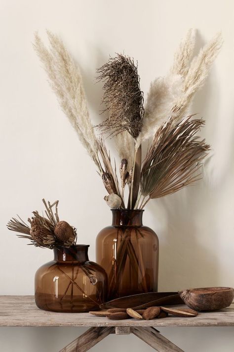 Tall Glass Vases, Tall Glass Vase, Large Glass Vase, Dried Plants, H&m Home, Deco Floral, Boho Living Room, Pampas Grass, Zara Home